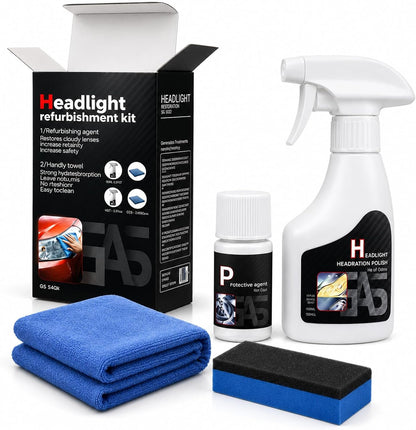Headlight Restoration Kit Professional Ceramic Coating Headlight Cleaner for Used Car Renovation & Enhance Night Driving Safety for Families & DIY Beginners No Sanding UV Shield Lens Restorer
