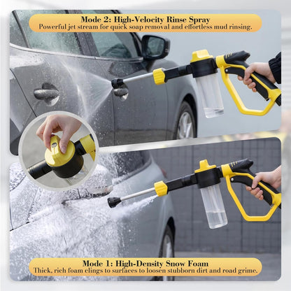Car Wash Foam Gun for Garden Hose - High Pressure Foam Cannon Car Wash Kit with 3 Spray Modes - Professional Car Wash Hose Sprayer for Cars, Trucks, RVs, Motorcycles & More, Yellow