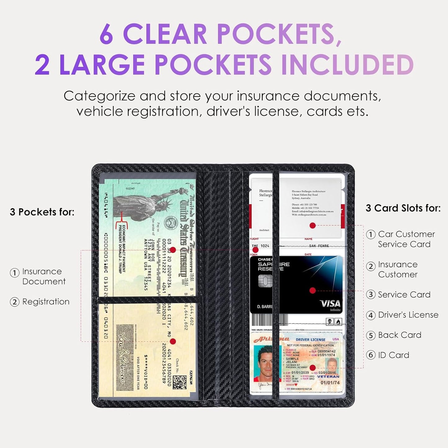 Car Registration and Insurance Holder，Colour Patterns Men Women Car License Document Registration and Insurance Card Holder