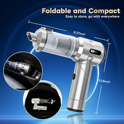 Sycoodeal Handheld Car Vacuum Cleaner, 25000PA Strong Cyclonic Suction Portable Mini Vacuum Cordless with Digital Display Lightweight Handheld for Pet Hair, Car, Home, Office, Kitchen(Silver)