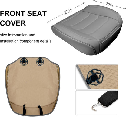 BOPUOVRE Car Seat Cover for Luxury & Comfort - PU Leather, Anti-Slip, Full Wrap Protection with Storage Pocket for Bottom Cushion - Universal Fit for 95% of Vehicles (Black,1 Piece)