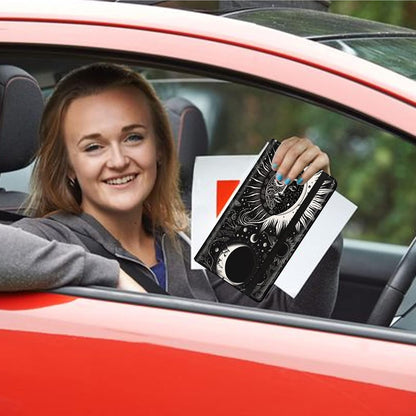 Car Registration and Insurance Holder, Leather Car Glove Box Organizer, Cool Car Accessories for ID, Driver's License Cards & Essential Document, business cards, Men&Women, Retro Audio Cassette
