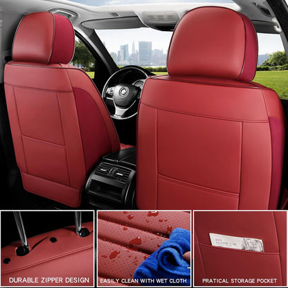MINGBRON Car Seat Cover Full Set, Leather Car Seat Cover, Waterproof Seat Covers, Car Seat Cushion, Nappa Leather Seat Covers Car Seat Protector Universal Fit Most Cars Black