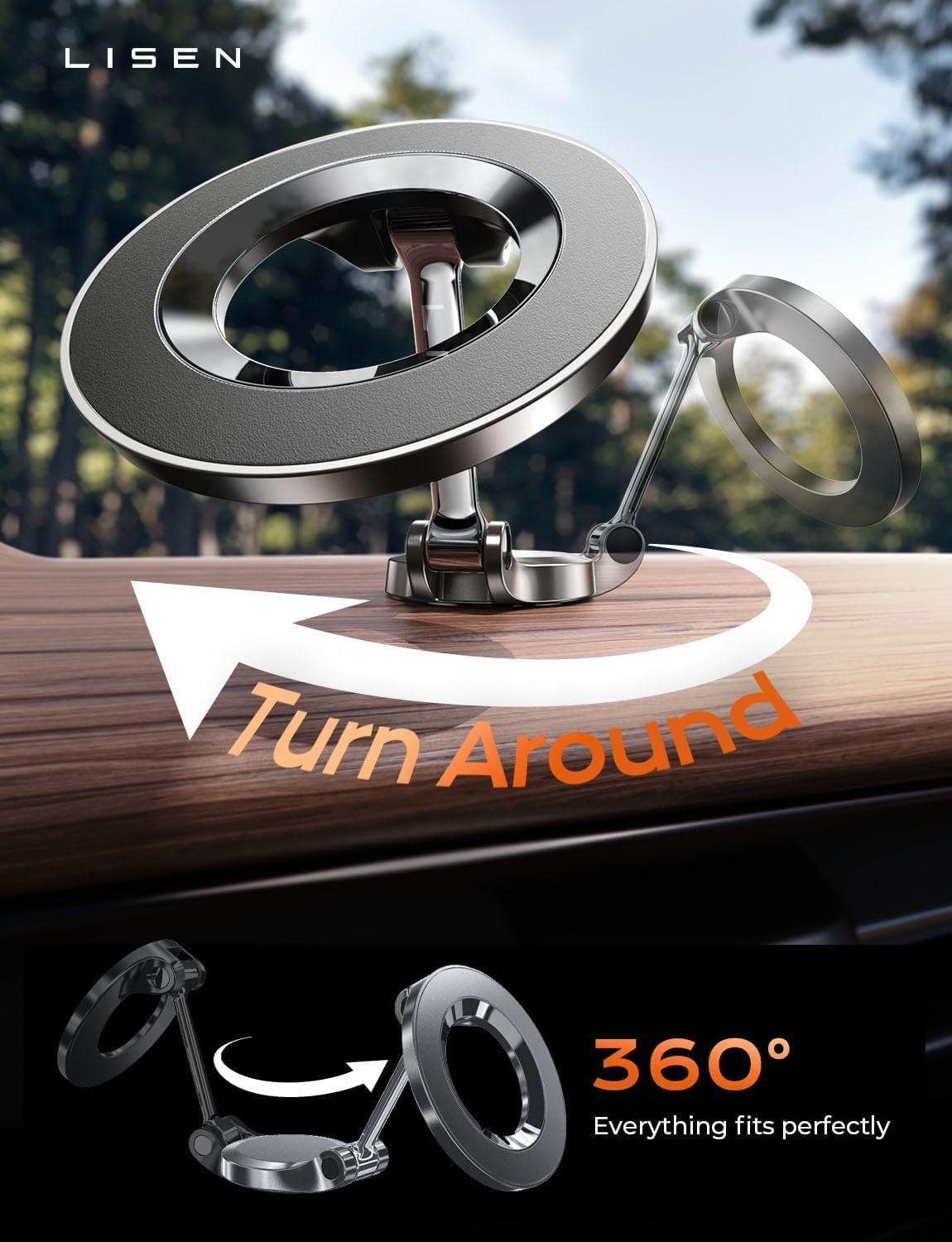 LISEN for MagSafe Car Mount for iPhone 17 Pro Max [24 Strong Magnets] Classic Magnetic Phone Holder for Car Dashboard Magnet Phone Mount Car Cell Phone Holder for iPhone 17 Pro Max Air 16 15 14 13 12