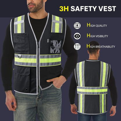 JKSafety Safety Vest for Men Women Hi Vis Relfective Vest with Pockets High Visibility Meet ANSI Standard