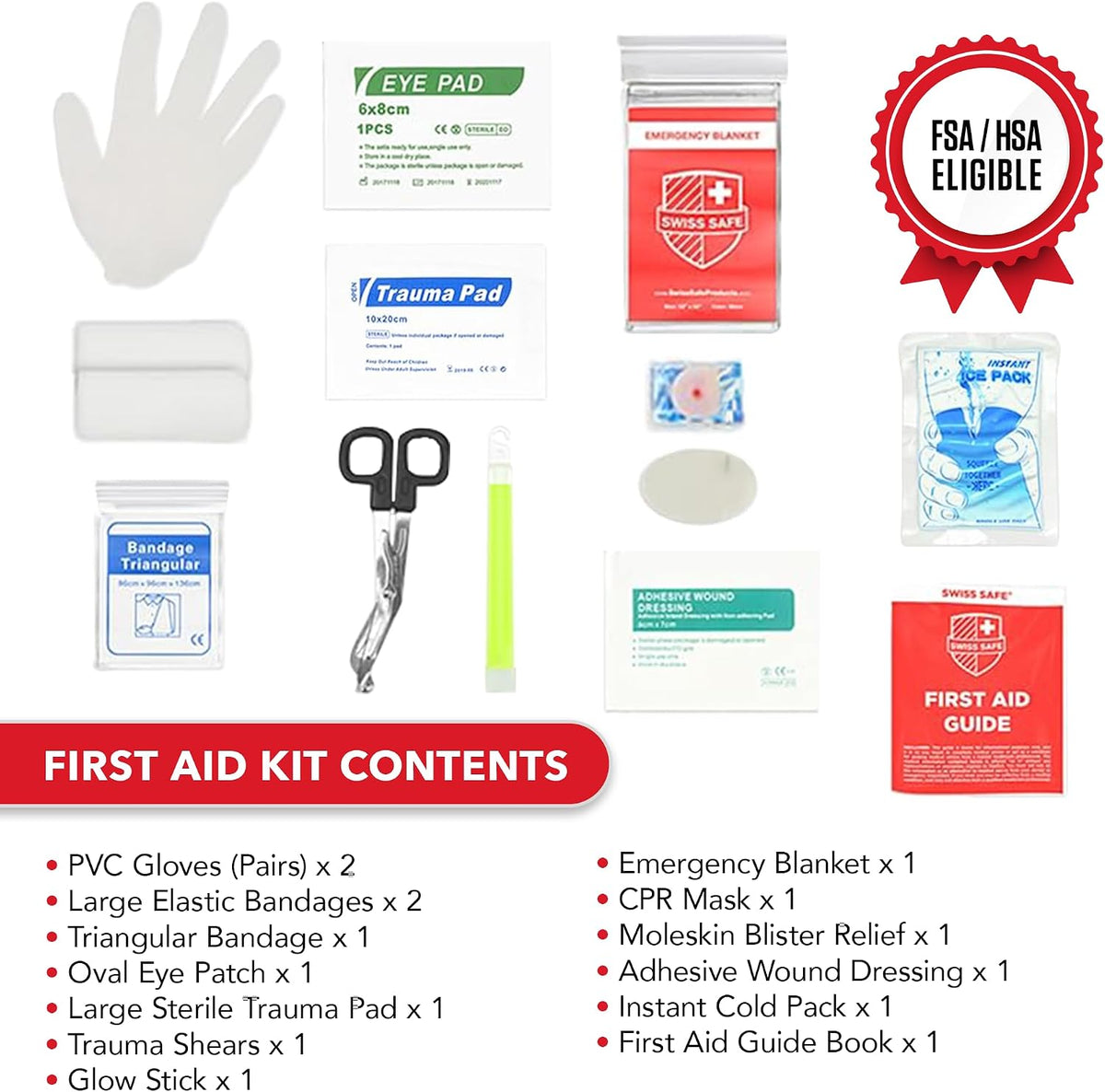 Swiss Safe 2-in-1 First Aid Kit for Car, Travel and Home, 348 Pieces, Large Hardcase with Bonus Mini Kit for Medical Emergency, Survival and Camping