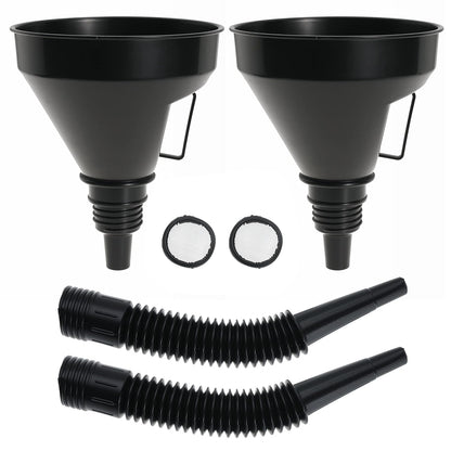 Wide Mouth Oil Funnel with Flexible Extension Nozzle Hose with Handle Mesh Screen Filter for Cars Motorcycles Engine Oil Kerosene Gasoline Gas Fuel Diesel Water Fluid Coolant Liquid Black 1PC (1)