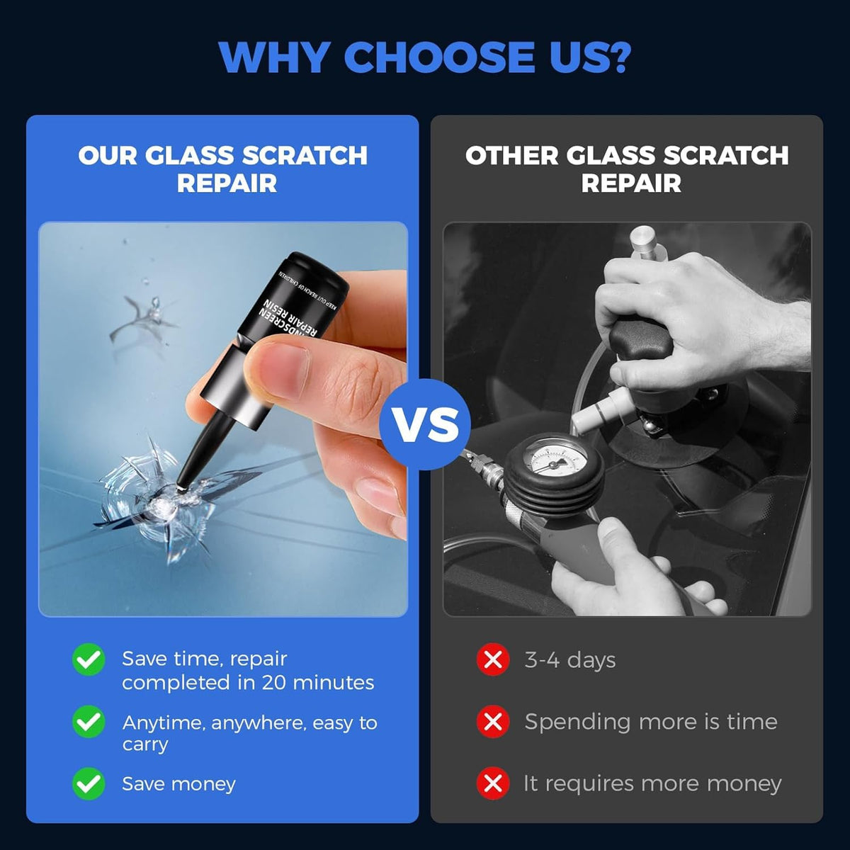 Windshield Repair Kit, Car Windshield Chip Repair Kit, Nano Glass Crack Repair, Auto Glass Crack Chip Quick Fix Tools, Bulls-Eye and Star-Shaped Crack-2 Bottles