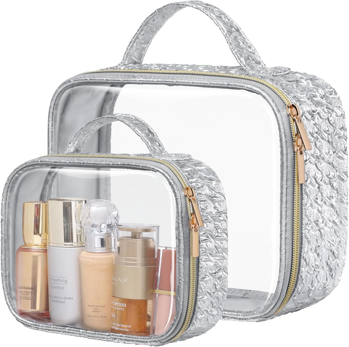 PACKISM Clear Makeup Bag - TSA Approved Toiletry Bag for Carry-on & Checked Luggage, Water Resistant Car Storage Organizer with Reinforced Seams