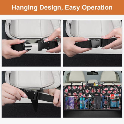 esouler Car Trunk Organizer, Super Capacity Backseat Car Organizer for SUV/Truck/MPV(42"*18"), Hanging Car Storage Organizer with 8 Pocekts, Car Accessories for Women and Men- Black