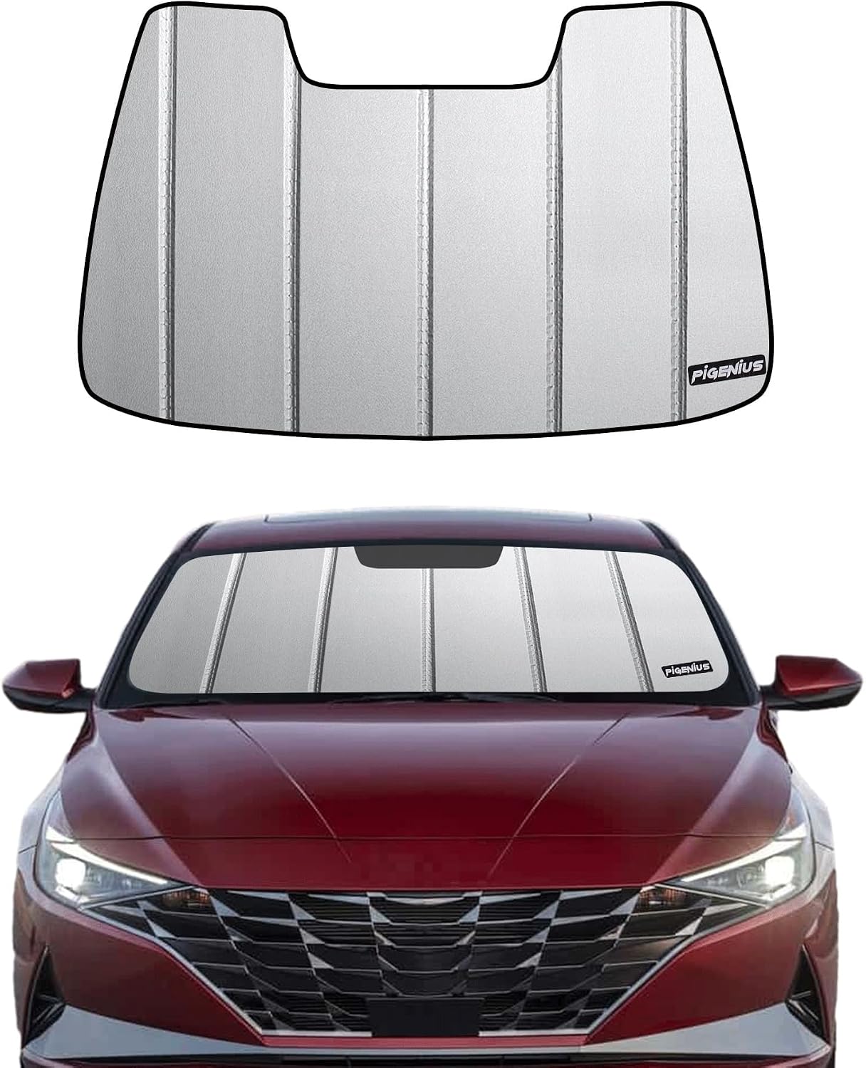 Pigenius Windshield Sun Shade for Hyundai Elantra 2021-2026 Elantra N 2023-2025, Reversible Silver/Black