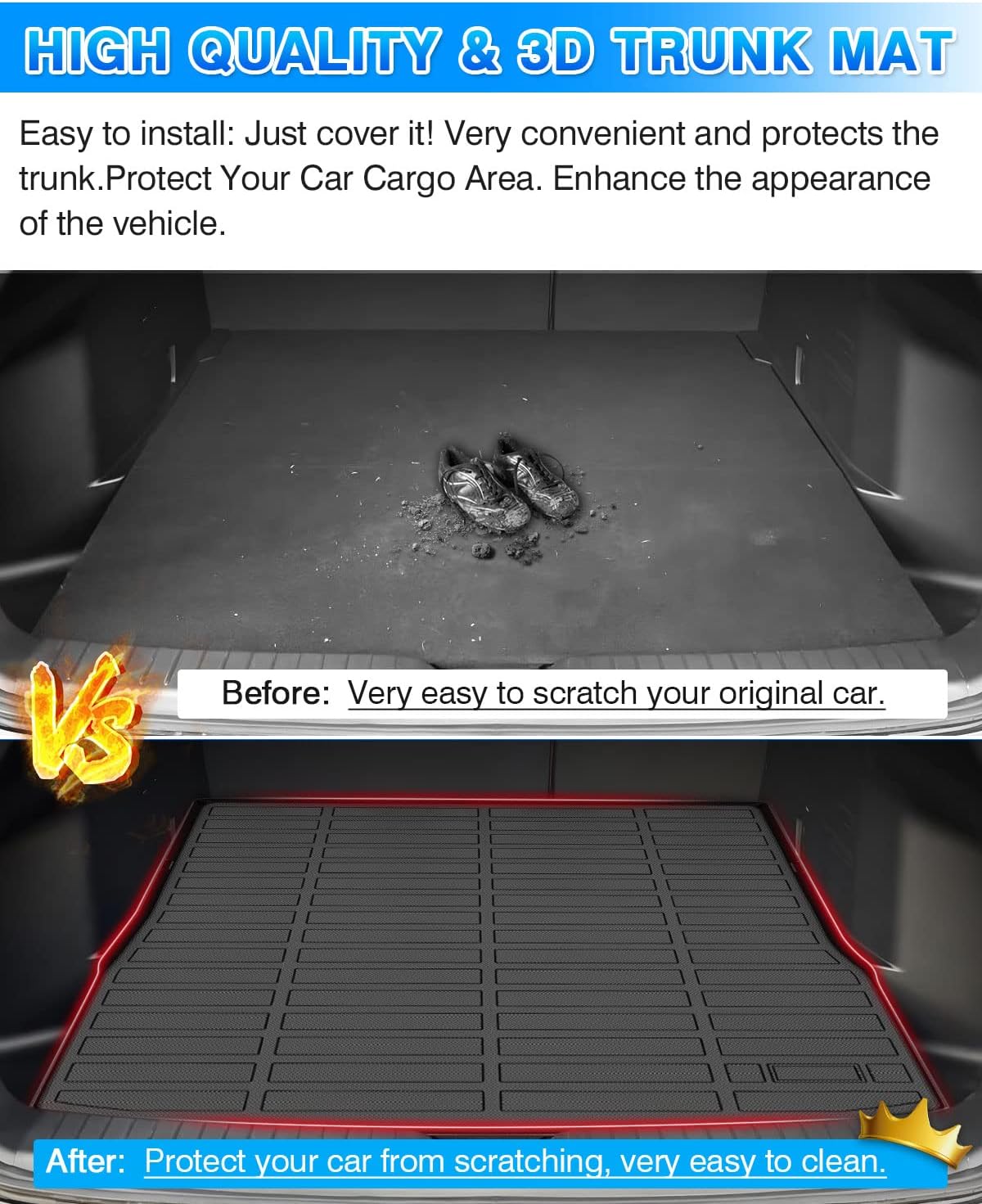Rav4 Cargo Liner - Trunk Mat for Toyota RAV4 2019-2024 2025, All Weather Cargo Mat for rav4 Accessories, Heavy Duty (Fit for All Models)