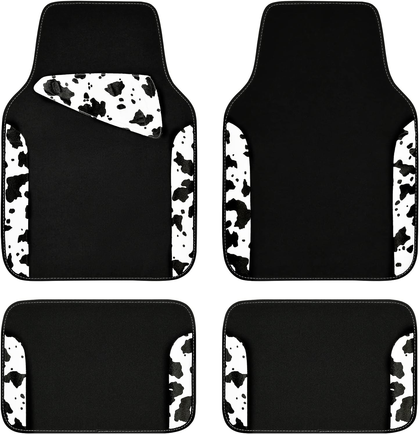 CAR PASS Waterproof Universal Car Floor Mats, Leopard Print Car Mats Fit for SUV,Vans,sedans, Trucks,Set of 4pcs Car Carpet with Driver Heel Pad and Nibs Backing, Leopard Car Accessories Gray Leopard