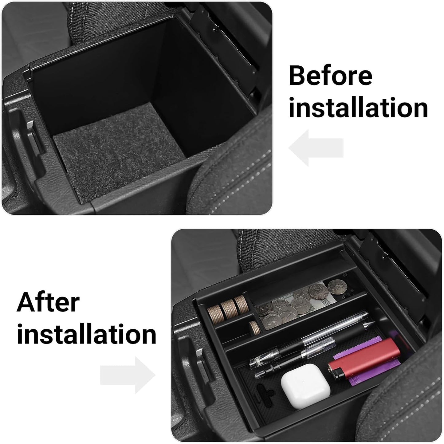 Glove Box Dividers Organizer Compatible with Toyota 2016-2020 2021 2022 2023 Tacoma Accessories Black ABS Material Center Console Organizer