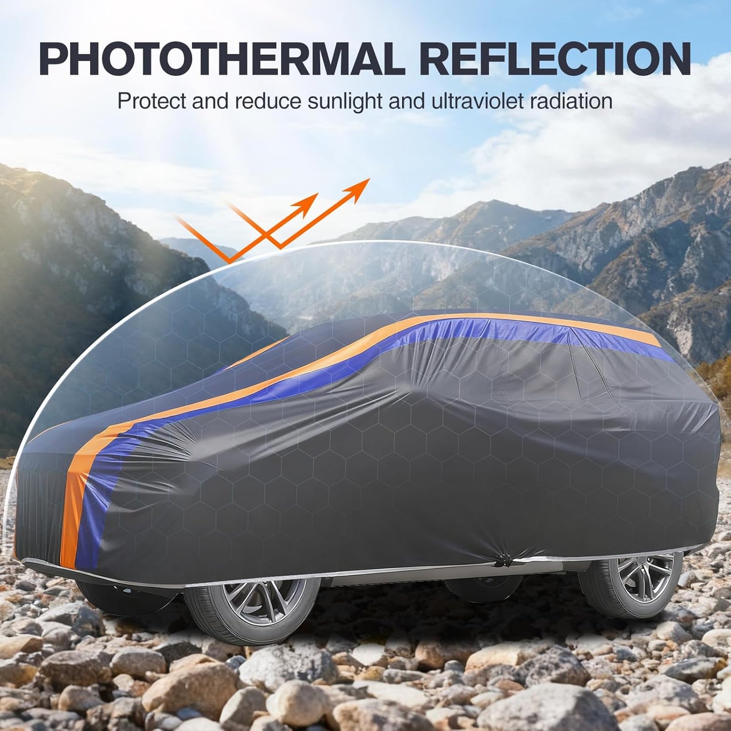 Car Cover Waterproof All Weather for Automobiles, 6 Layers Outdoor Full Exterior Cover Rain Sun UV Snowproof Protection with Zipper Cotton, Mirror Pocket for Sedan (190-195 inch)