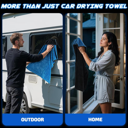 SMINDER 2-Pack 1200 GSM Car Drying Towels – Microfiber Towels for Cars (36" x 24"), Ultra-Absorbent, Streak-Free, Scratch-Free, No Water Spots, Double-Twist Pile & Edgeless Design