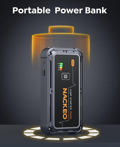 Portable Car Battery Jump Starter 5000A Car Jump Starter Battery Pack (9.0L Gas/8.5L Diesel), 12V Jump Box Car Battery Jumper Starter Portable Jumper Cables, Fast Charge, Lights, Compact