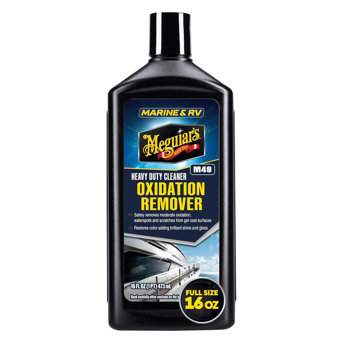 Meguiar's M4916 Marine/RV Heavy Duty Oxidation Remover, Oxidation, Water Spot, Stain, and Boat Scratch Remover for Vehicles with Gel Coat and Fiberglass Surfaces, 16 Oz - Packaging may vary