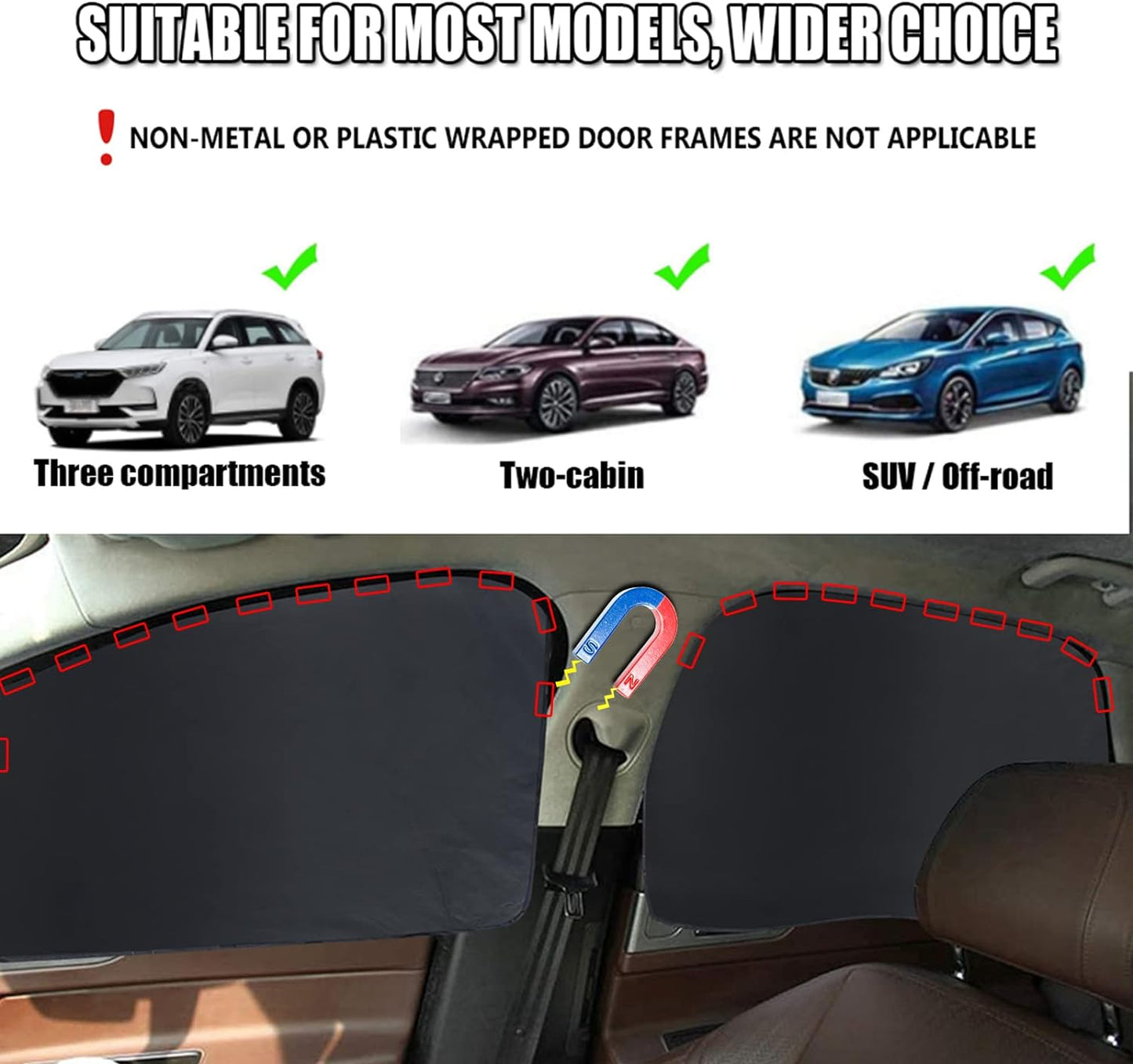 XCBYT Car Window Shades - 4 Pcs Car Privacy Curtains - 100% Block Light Car Window Covers - Magnetic Side Window Sun Shade Keeps Cooler for Breastfeeding, Taking a nap, Changing Clothes, Camping