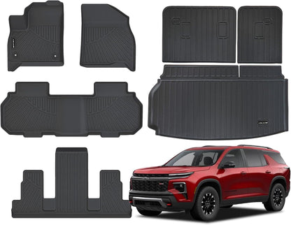 Floor Mats & Cargo Liner & Backrest Mat for 2024 2025 2026 Chevrolet/Chevy Trax All Weather Protection TPE Rubber Full Set Automotive Floor Liners Accessories, Odorless Anti-Slip, Black