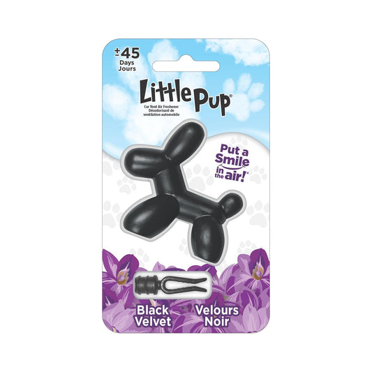 Little Pup 96605 Black Velvet Scent, Car Air Freshener, Clips to A/C Air Vent, Alcohol-Free Fragrance Oil, Non-Hazardous and Non-Toxic Plastic, Set of 1