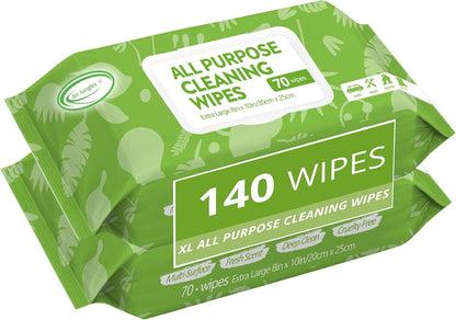 Air Jungles All Purpose Cleaning Wipes 70 Count, Extra Large 8" x 10" Heavy Duty for Car Interior, Kitchen, Bathroom, Gym Equitment, Tools - Non-Toxic Safe for Multi-Surface