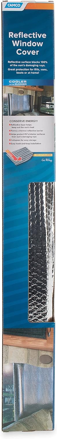 Camco 45164 62" x 30" SunShield Reflective Window Cover