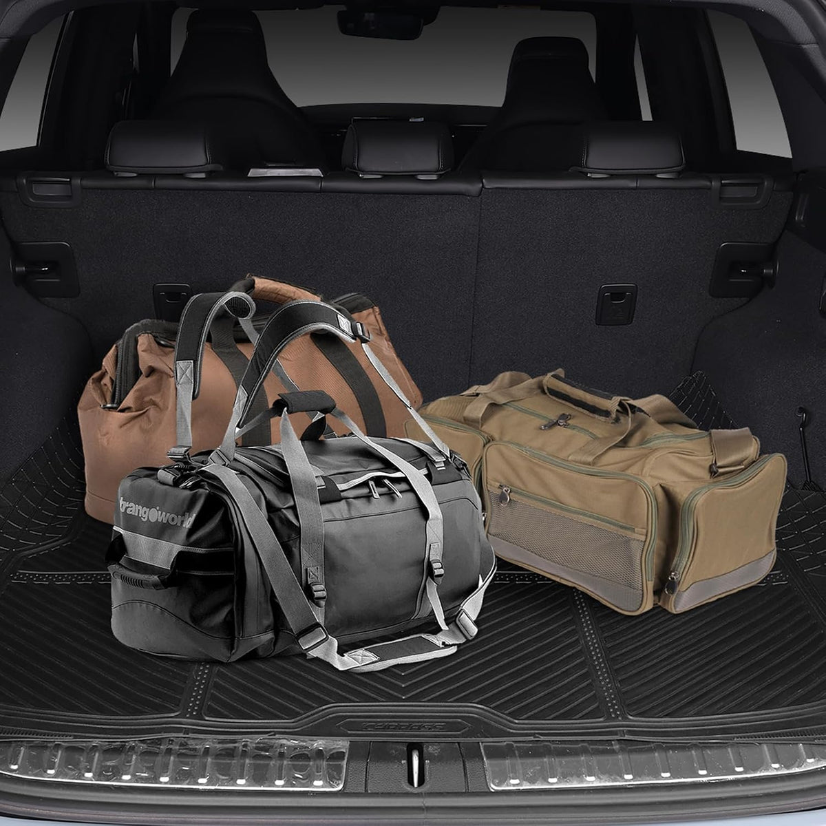 CAR PASS Rubber Floor Mats, All Weather Full Set 4-Piece, Waterproof Automotive Mats Trim to Fit Most Cars Sedans SUVs Vans, Heavy Duty Anti-Slip Easy Clean, All Black