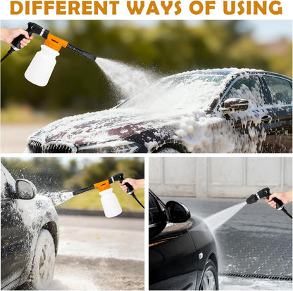 Car Wash Detailing Kit Cleaning Kits with Foam Gun Sprayer, Car Wash Brush and Large Wash Mitt Duster for Car Interior and Exterior Cleaning (Blue)