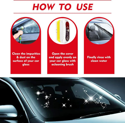 Automotive Oil Film Cleaning Brush with Reusable Foam Sprayer, Upgraded Antifog Glass Cleaning Board, Glass Oil Film Remover for Car Windows & Windshields, Versatile Car Glass Cleaner Brush (Red)