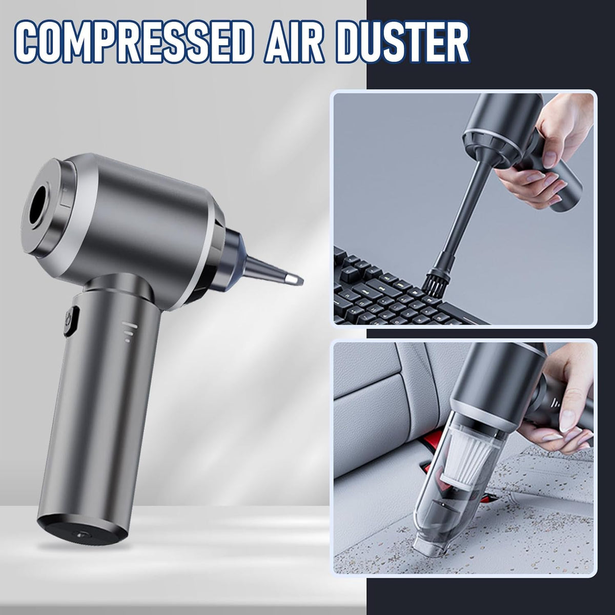 houscly Car Vacuum Portable Cordless 20000PA High Power 4-in-1 Compressed Air Duster & Air Blower & Pump Hand Held Vacuum with Brushless Motor for Car, Home, Office,Camping Ideal Gifts for Men & Women