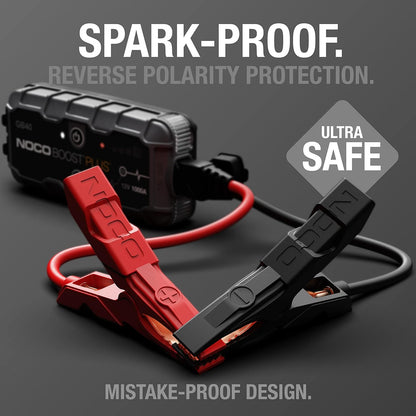 NOCO Boost GB40 12V 1000A UltraSafe Portable Lithium Jump Starter | Spark-Proof + Reverse Polarity Protection - Power Bank - 100-Lumen LED Flashlight - For 6.0L Gas and 3.0L Diesel Engines