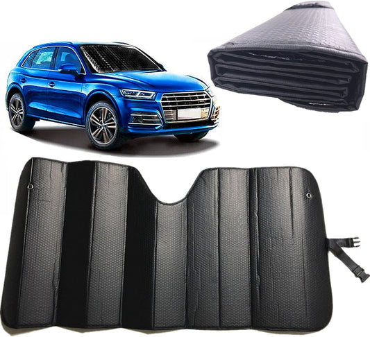 GWUSKDT Car Sun Shade, Sun Protector,Foldable Front Window Shade-Thicken 5-Layer Bubble for Auto Windshield UV Protection and Heat Reflector 58"x 27.5" (Blue)