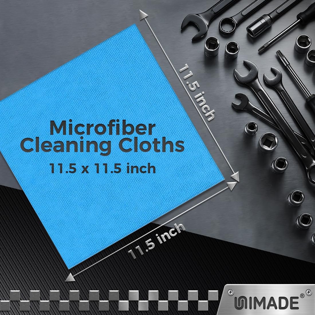 UNIMADE Microfiber Cleaning Cloth, 100 Pack Microfiber Towels for Cars Commercial Grade Work Rags Bulk Detailing Cloth for Automotive Bar Mechanic Restaurant Garage Housekeeping, 11.5"x 11.5", Grey