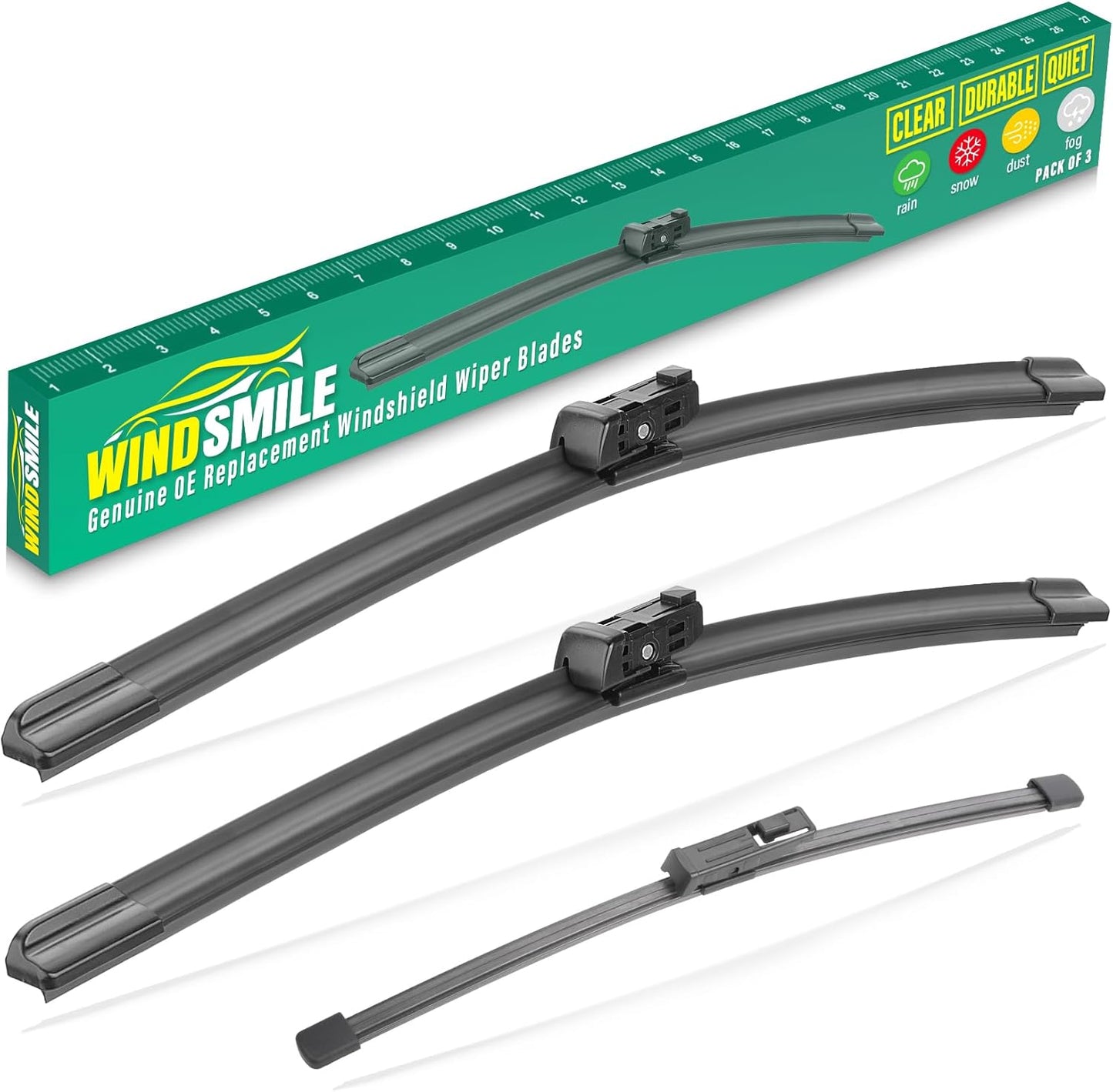 26" 16" 12" Windshield Wiper Blades Replacement for Toyota RAV4 2019 2020 2021 2022 2023 2024 2025 RAV 4 / Mazda 5 2006-2015 Premium All Weather Front Rear Wipers Set - OEM Quality (Pack of 3) - Colors B