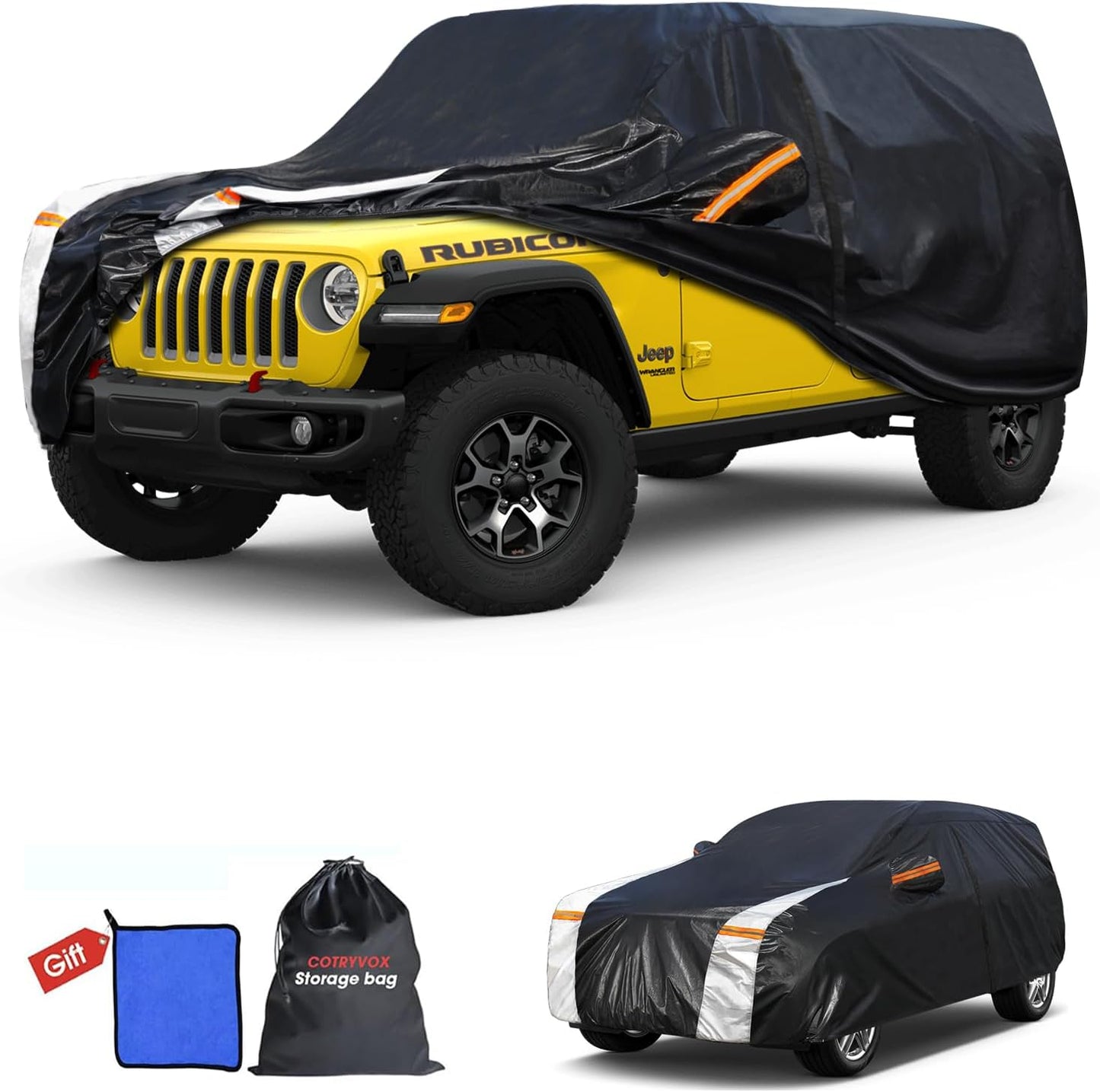 Large SUV Car Cover for Chevy Suburban 100% Waterproof All Weather, Heavy Duty Outdoor Full Exterior Covers Rain Sun Wind UV Protection. - Colors D
