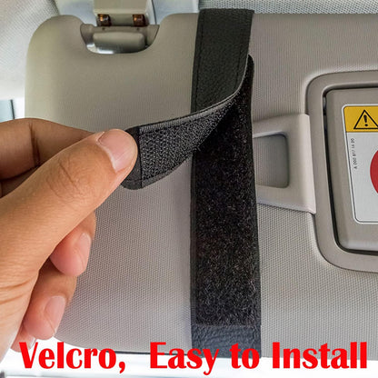Small Leather Sun Visor Organizer for Car and Truck - Sunglass Holder, Card Sleeve Pocket, Document Holder for Registration, Driving License, Insurance, Pen, Chapstick