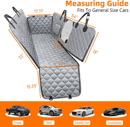 PETICON Dog Car Seat Cover with Mesh Window, 100% Waterproof Pet Seat Cover for Back Seat, Scratchproof Dog Hammock for Cars, Trucks, SUVs, Jeeps, Black