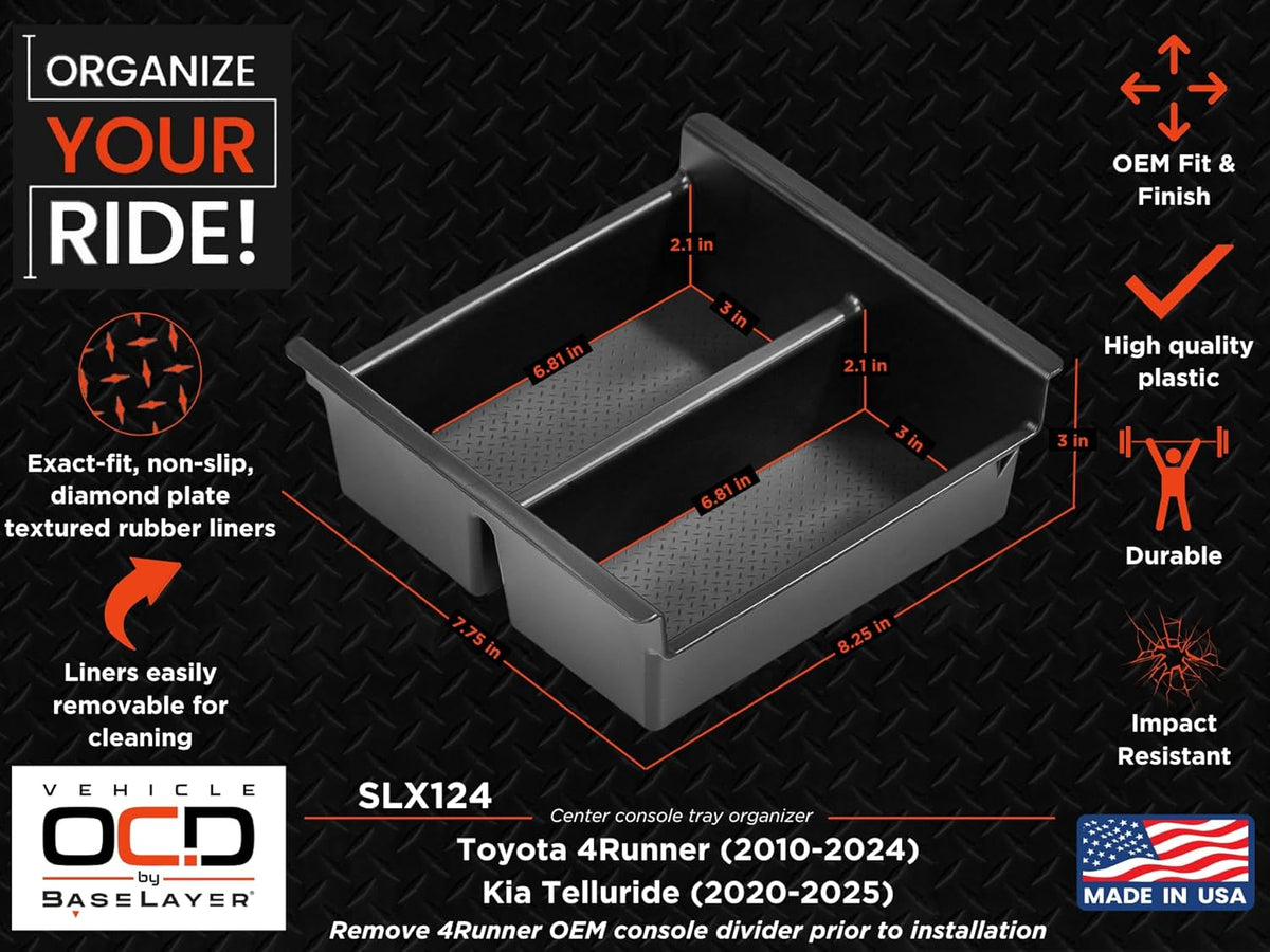 Vehicle OCD - Glove Box Organizer for Toyota 4Runner (2010-2024) and Lexus GX 460 (2010-2023)- Made in USA - SLX164