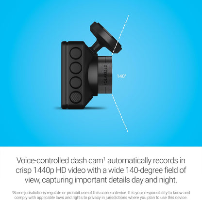 Garmin Dash Cam™ Mini 3, Ultracompact 1080p HD Dash Cam with a 140-degree Field of View, Built in Clarity™ Polarizer, Voice Controlled, Automatic Recording