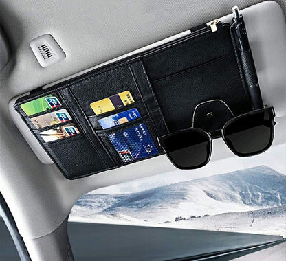 Car Visor Organizer, Auto Interior Accessories, Car Truck SUV Storage Pouch Holder, with Multi-Pocket Net Zipper (Black)