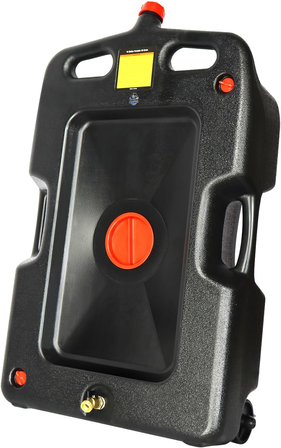 HKTE 2.6Gallon（10L） Oil Drain Pan, Heavy Duty Leak-Proof Low Profile HDPE Container with Wide Mouth Funnel & Reinforced Handles for Cars, SUVs & Trucks