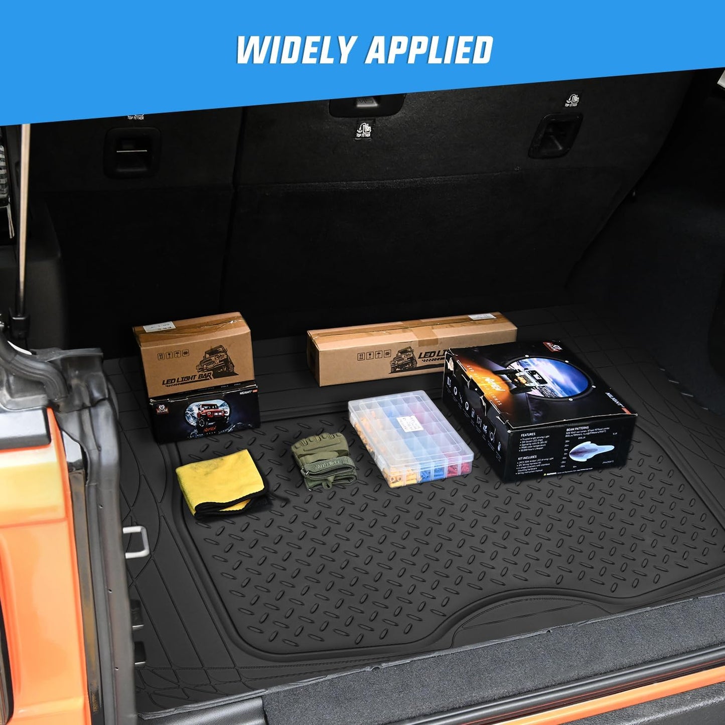 Nilight Rubber Cargo Mats for Cars Trucks SUVs,Universal Trim to fit for Most Vehicles,All Weather Protection Heavy Duty Cargo Liners