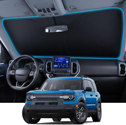 Wigoo Tesla New Model Y Accessories Windshield Sunshade [OEM Design, 100% Sun Blockage] Foldable Heat Insulation Sunshade with Storage Bag, for Model Y 2020~2026 (Juniper), Silver Coating - Colors A
