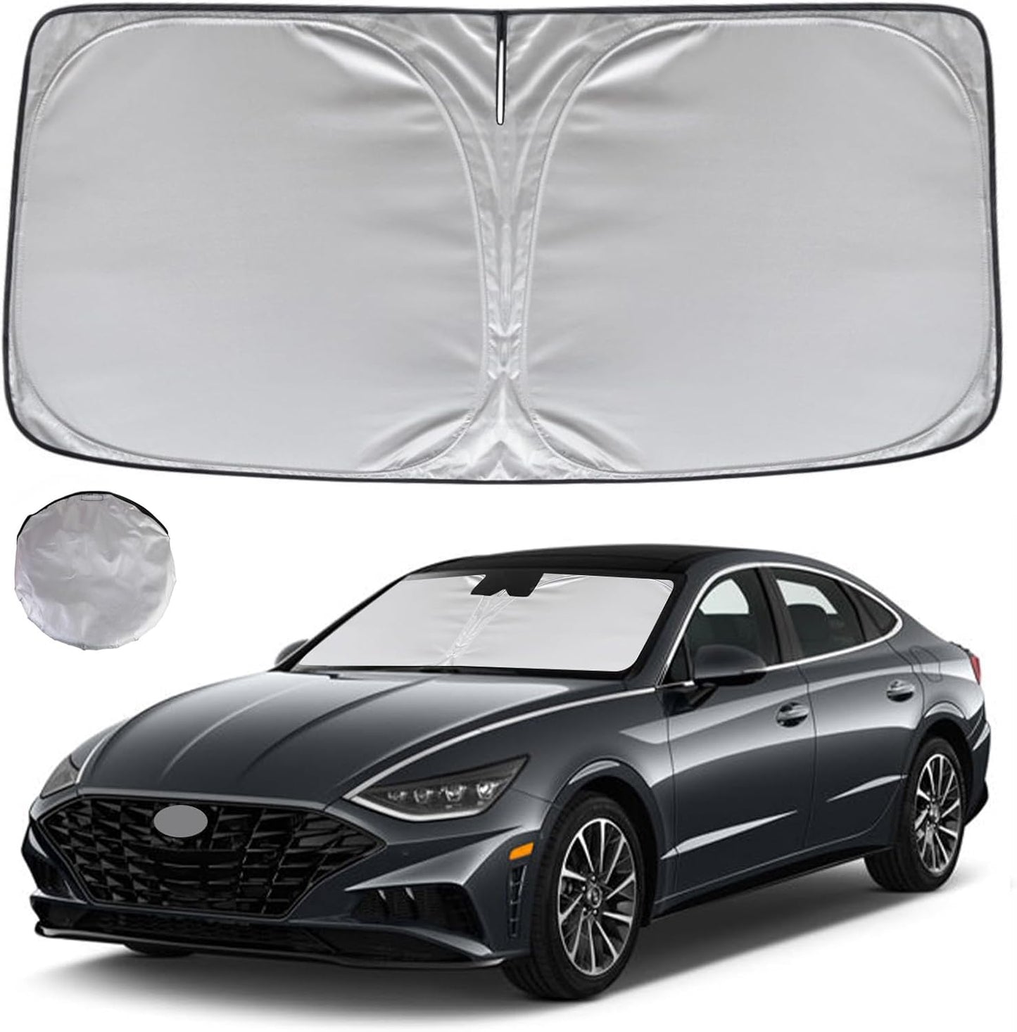 KAYZT Windshield Sun Shade for 2019-2025 2026 Chevy Silverado 1500 /GMC Sierra 1500 2500HD 3500HD Foldable Sunshade Front Window Custom Fit Car Accessories - Colors B