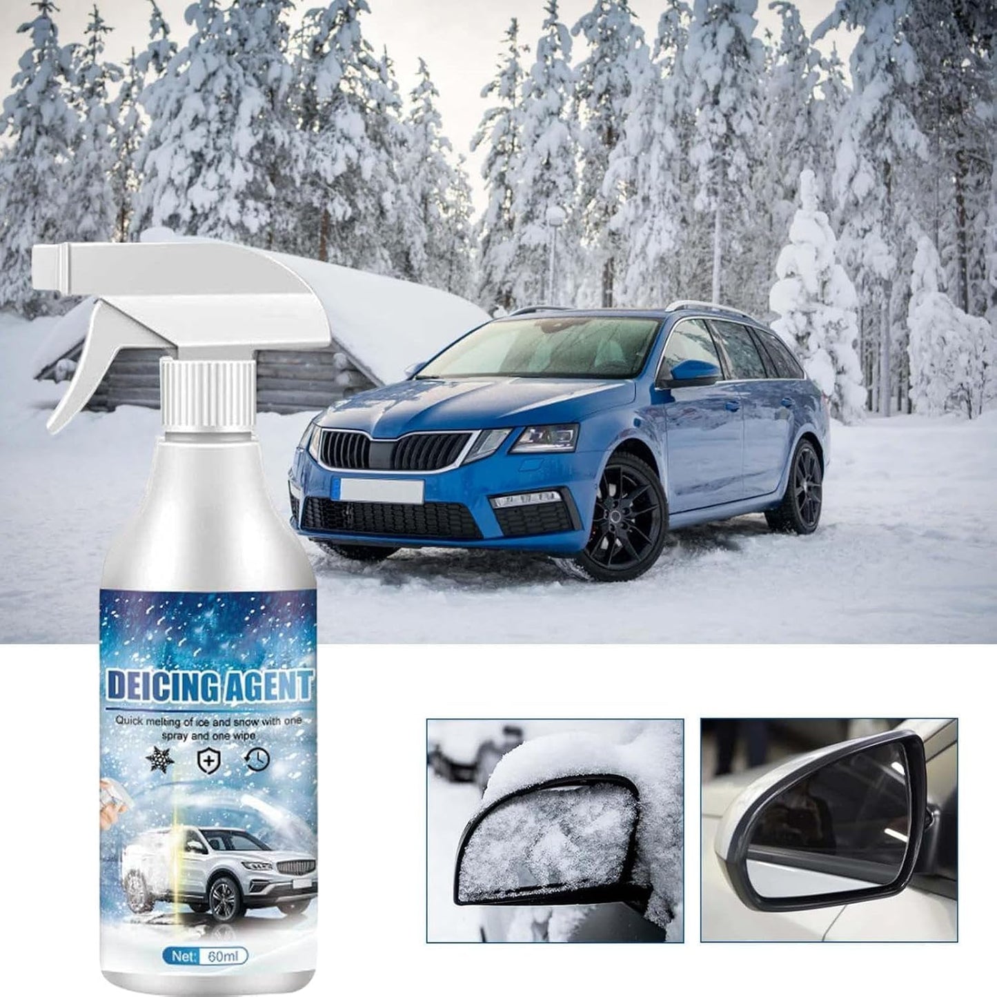 2pcs Deicing Agent, Window Snow Spray, Deicer for Car Windshield, Ice Melting Spray, Powerful Fast Melting Snow Cleaner, Car Accessories