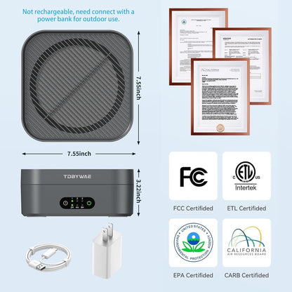 Air Purifiers for Home 600 Sq.Ft, TDBYWAE H13 True HEPA Air Purifier with USB Cable for Pets Dust Dander Pollen Odor Smoke, Small Portable Air Purifier for Bedroom Office Desktop Car RV