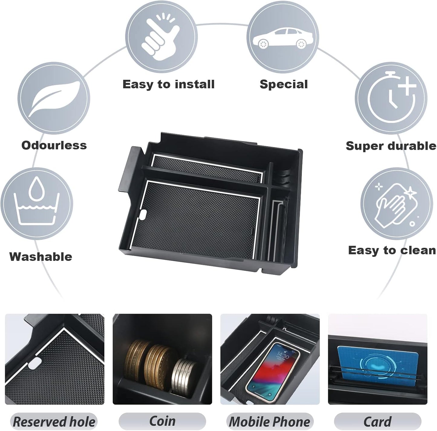 SKTU 2-Pack 2023 2024 2025 2026 Lexu s RX350 Center Console Organizer for 2023-2026 Lexu s RX350/RX450h/RX500h Console Tray 2023 2024 2025 2026 RX350 Accessories with Sunglasses Holder [Double Layers]