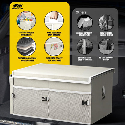 MIKKUPPA Car Trunk Organizer - 65L Collapsible Trunk Organizer with Lid, Sturdy Car Storage for SUV Auto Truck Van with Adjustable Straps and Non Slip Bottom (Black)