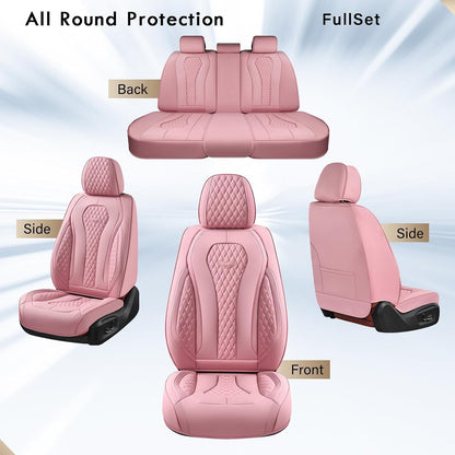 Coverado Seat Covers, Car Seat Covers Full Set, Black Car Seat Cover, Car Seat Covers Front Seats Back Seat Cover, Waterproof Car Seat Cushion, Leather Seat Covers Seat Protector Fit for Most Cars